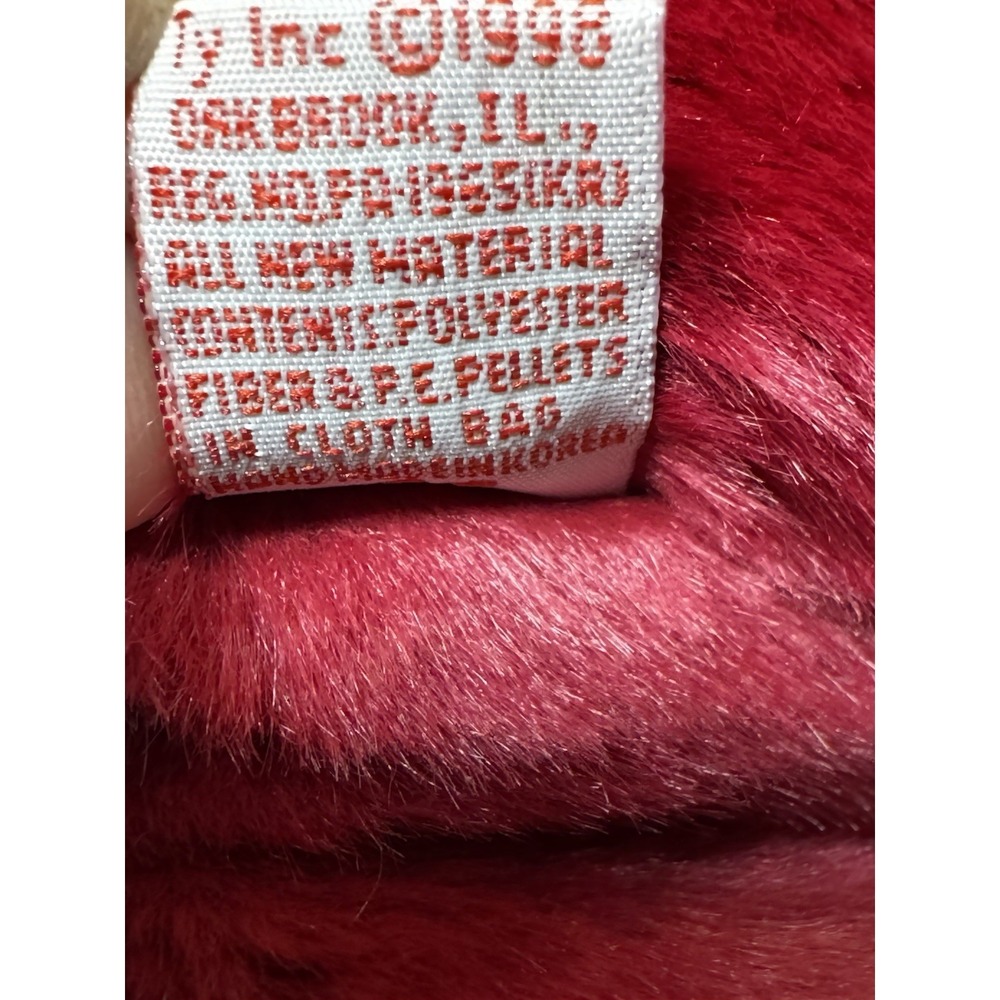 1998 Ty Beanie Buddy Teddy Cranberry Bear 14" PE Pellets Plush Korea w/ Tag - Picture 7 of 8